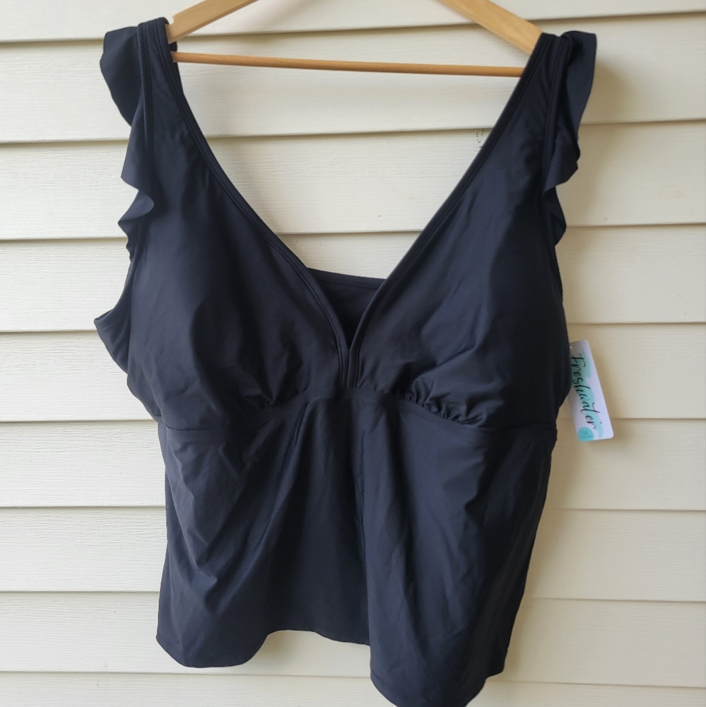 NWT Black Ruffles Swimsuit Tankini 3X